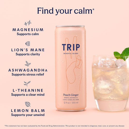 TRIP Peach Ginger Mindful Blend Sparkling Drink