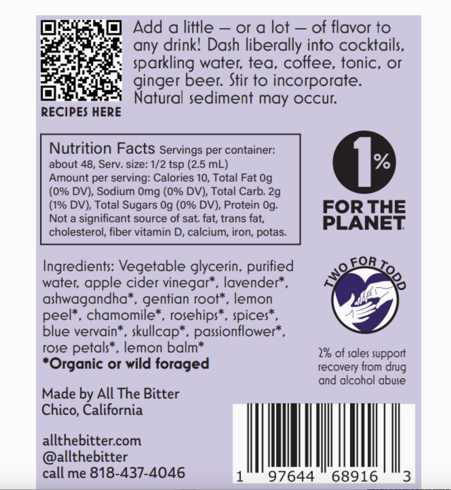 Lavendar Bitters (Non-Alcoholic) 4oz image 2