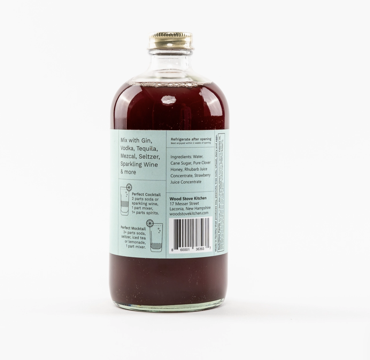 Water, Cane Sugar, Rhubarb Craft Juice Concentrate (Apple Juice Concentrate, Pear Juice Concentrate, Natural Rhubarb Flavor, Citric Acid, Rhubarb Juice Concentrate), Strawberry Craft Juice Concentrate (Apple Juice Concentrate, Aronia Berry Juice Concentrate, Strawberry Juice Concentrate, Citric Acid, Natural Flavor)