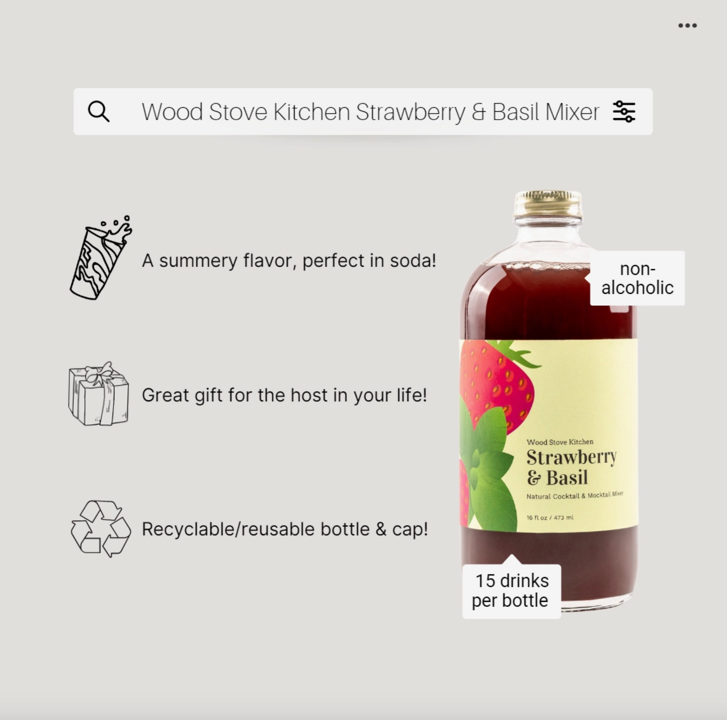 Strawberry & Basil Mocktail Syrup, 16 Fl oz image 3