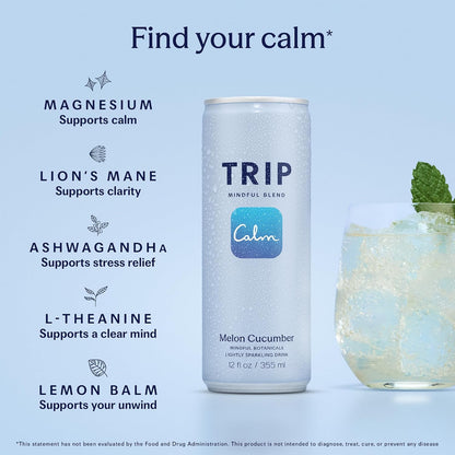 TRIP x Calm Melon Cucumber Mindful Blend Sparkling Drink
