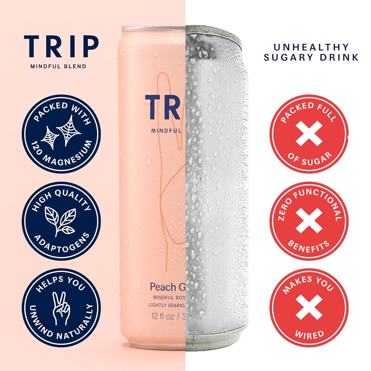 TRIP Peach Ginger Mindful Blend Sparkling Drink