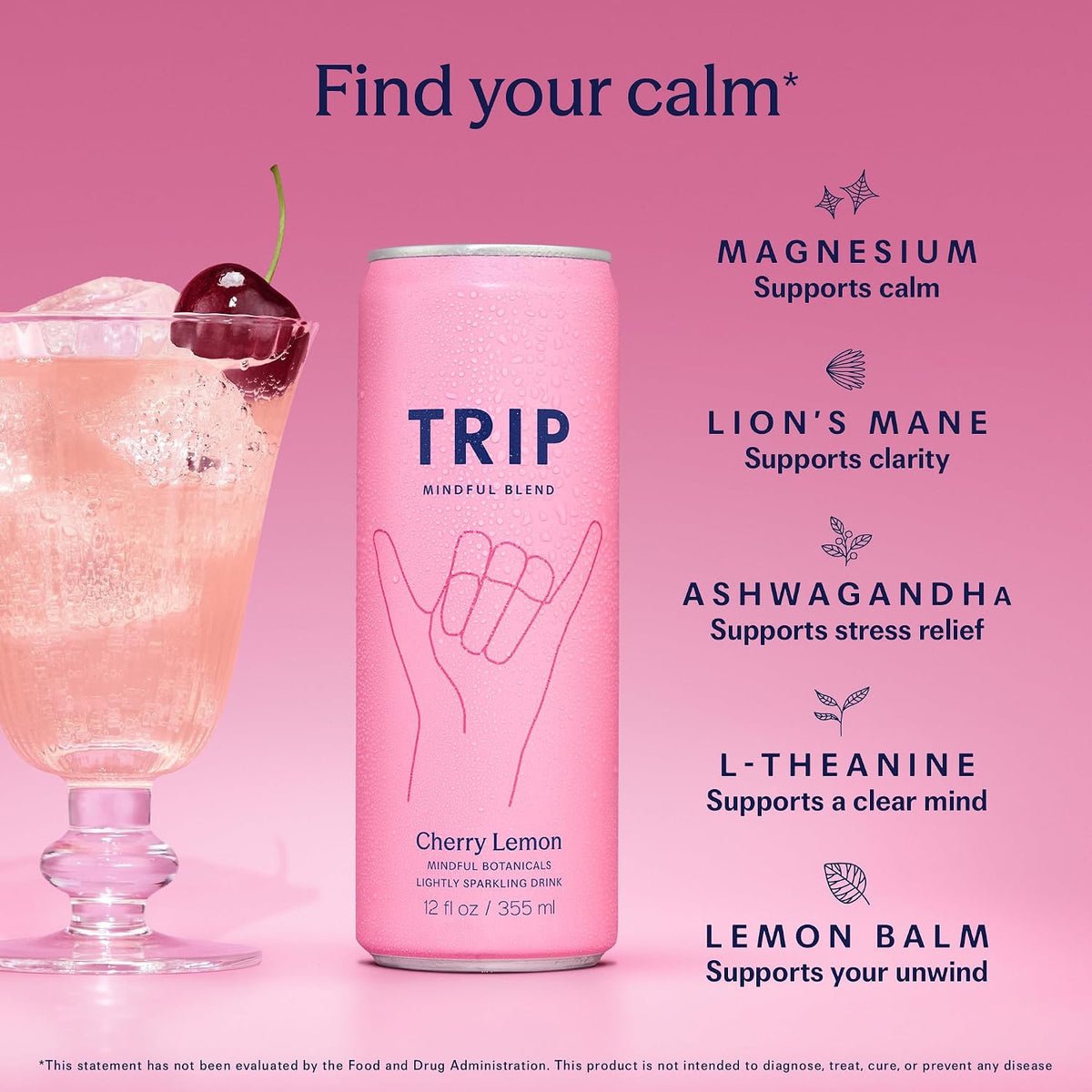 TRIP Cherry Lemon Mindful Blend Sparkling Drink