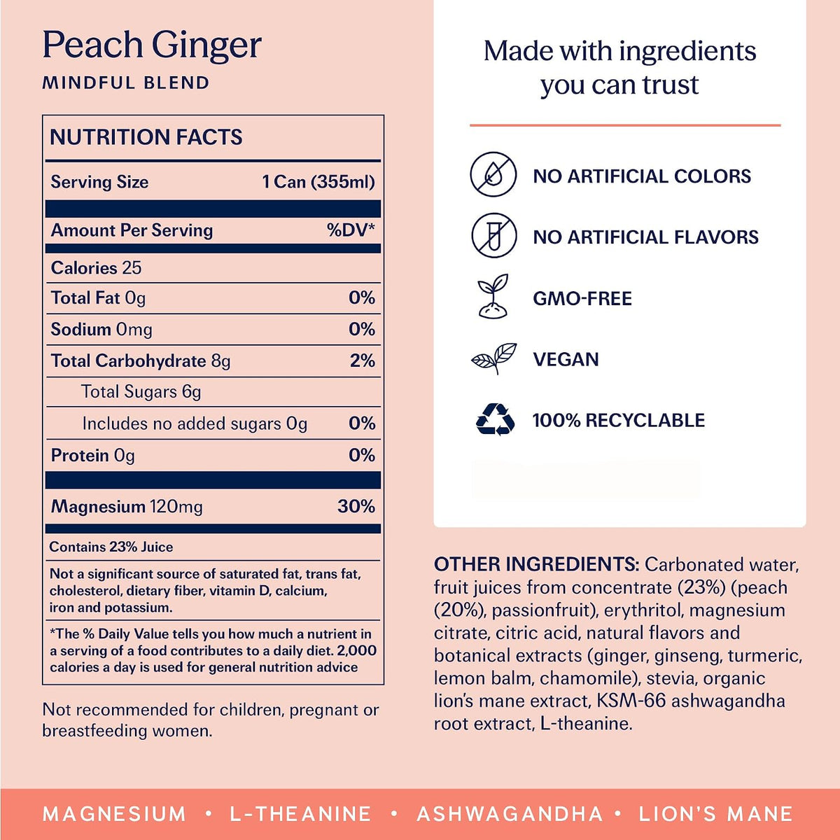TRIP Peach Ginger Mindful Blend Sparkling Drink
