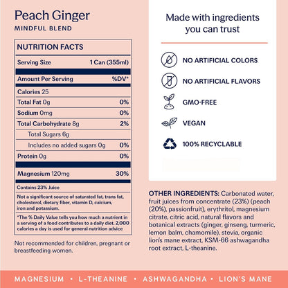 TRIP Peach Ginger Mindful Blend Sparkling Drink