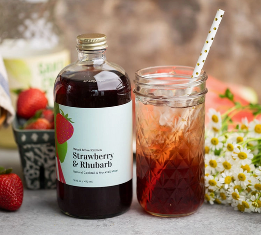 Water, Cane Sugar, Rhubarb Craft Juice Concentrate (Apple Juice Concentrate, Pear Juice Concentrate, Natural Rhubarb Flavor, Citric Acid, Rhubarb Juice Concentrate), Strawberry Craft Juice Concentrate (Apple Juice Concentrate, Aronia Berry Juice Concentrate, Strawberry Juice Concentrate, Citric Acid, Natural Flavor)