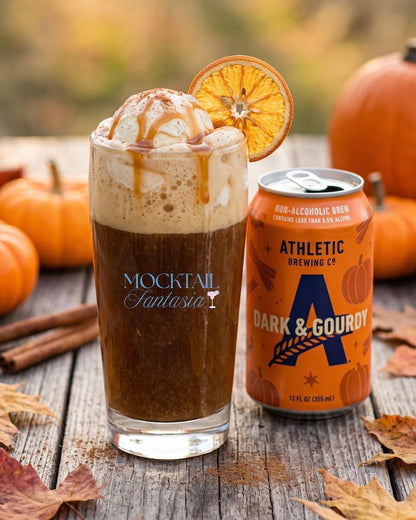 Jack-o'-Lantern Float mocktail topped with vanilla ice cream